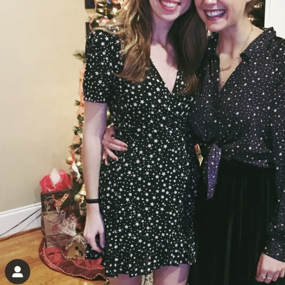 Boutique mini wrap dress star print